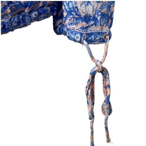 Lucky Brand Women’s M Floral Boho Blouse Pink‎ Blue Top Peasant ￼ - Picture 8 of 11